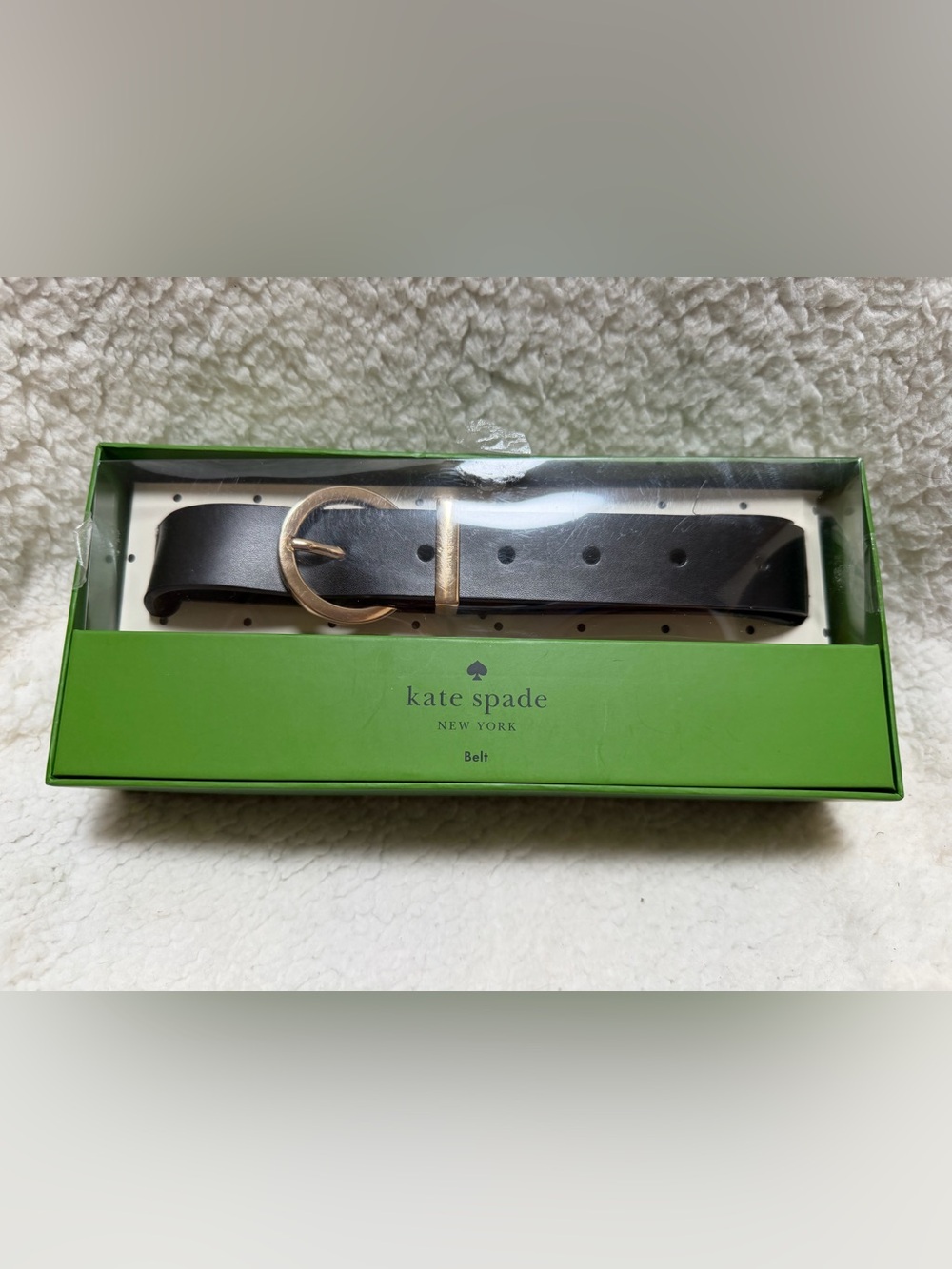 NEW Kate Spade New York 28mm Metal Keeper Women’s Belt Black/Polished Gold L/XL